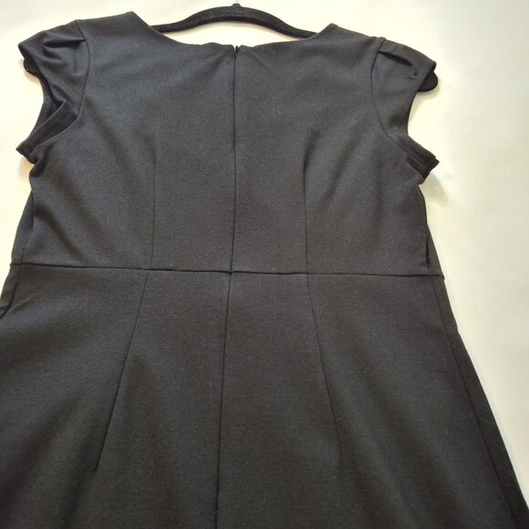 George Cap Sleeve Little Black Pencil Dress Size S Office Demure Sleek - Picture 8 of 12